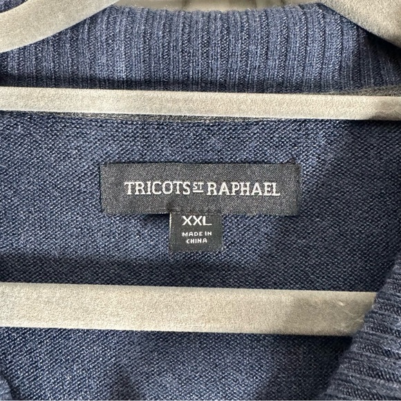 Tricots St Raphael Sweater Mens XXL Quarter Zip Blue Pullover Casual Adult - Picture 3 of 5